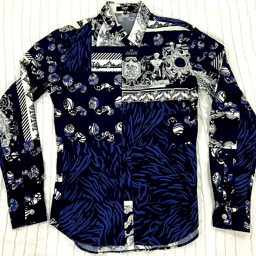 Versace Versus Blue White Dress Shirt - 46